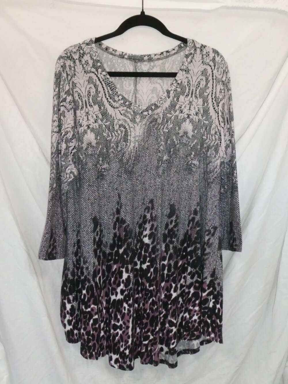 Bai Sheng GT Long Tunic Printed Blouse Women's Size XXL